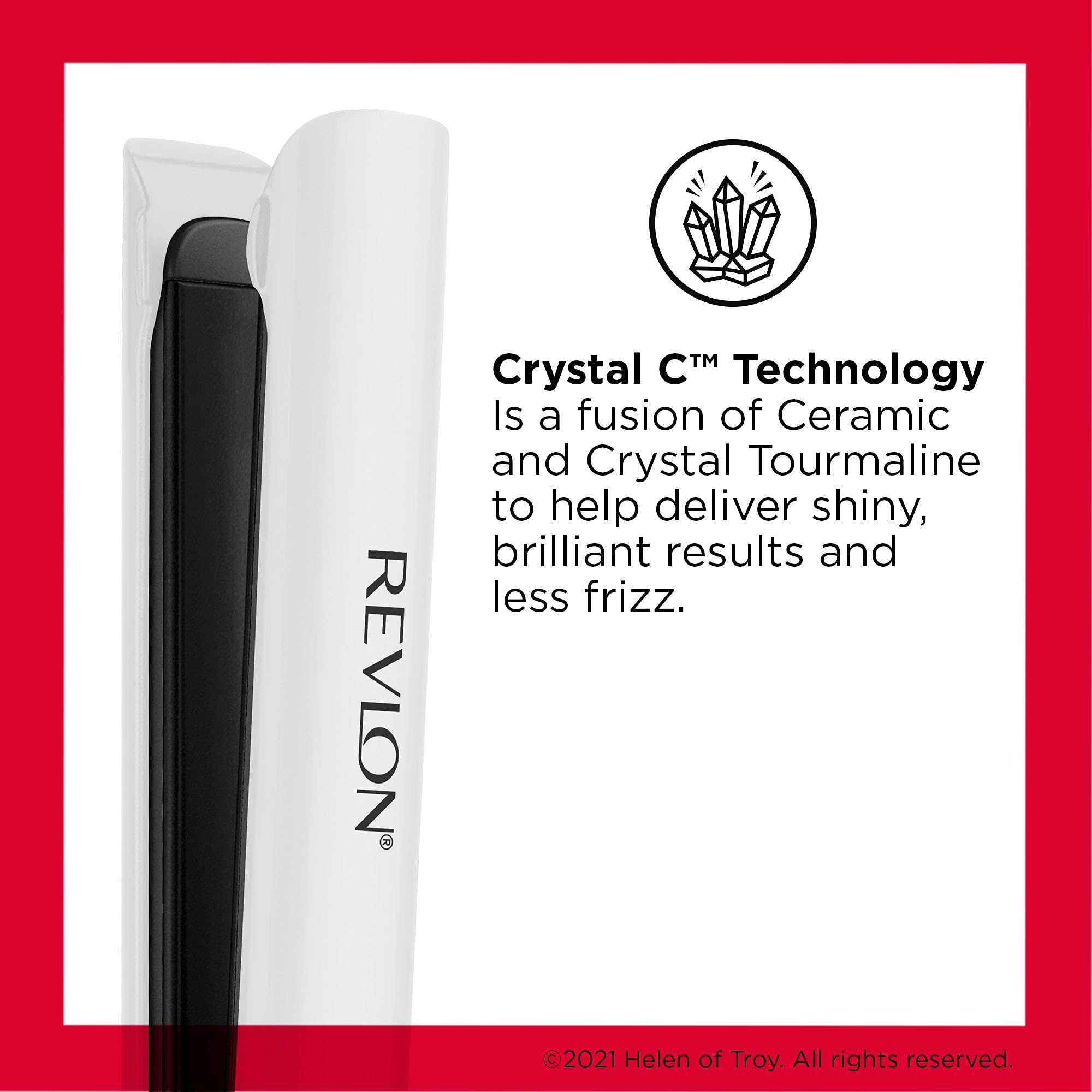 REVLON plate close-up highlighting ceramic crystal tourmaline surface for smooth glide