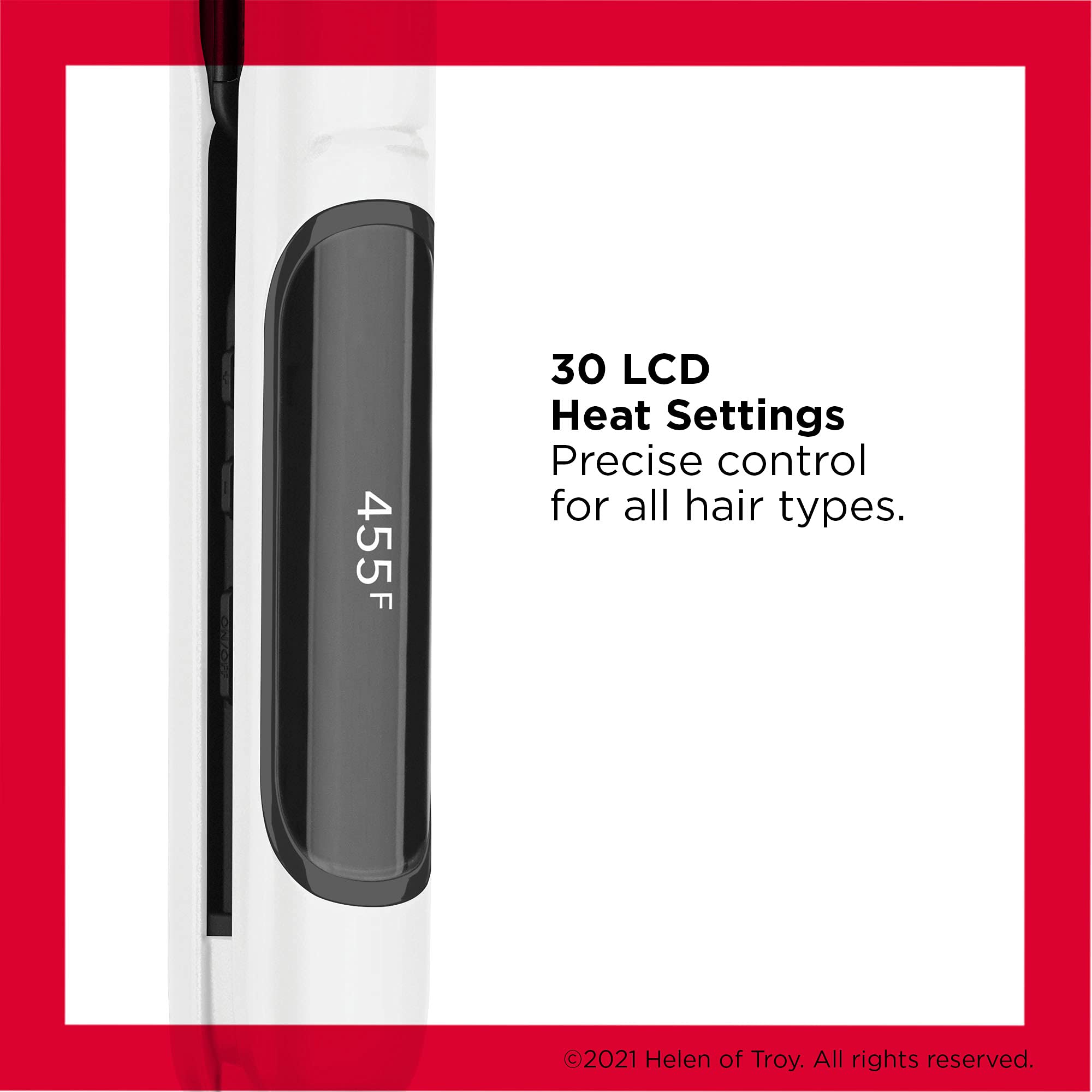 REVLON digital temperature display showing adjustable heat for precise styling