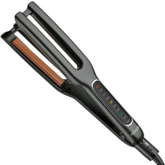 Revlon double straight front view showing sleek profile and travel-ready lock for convenience