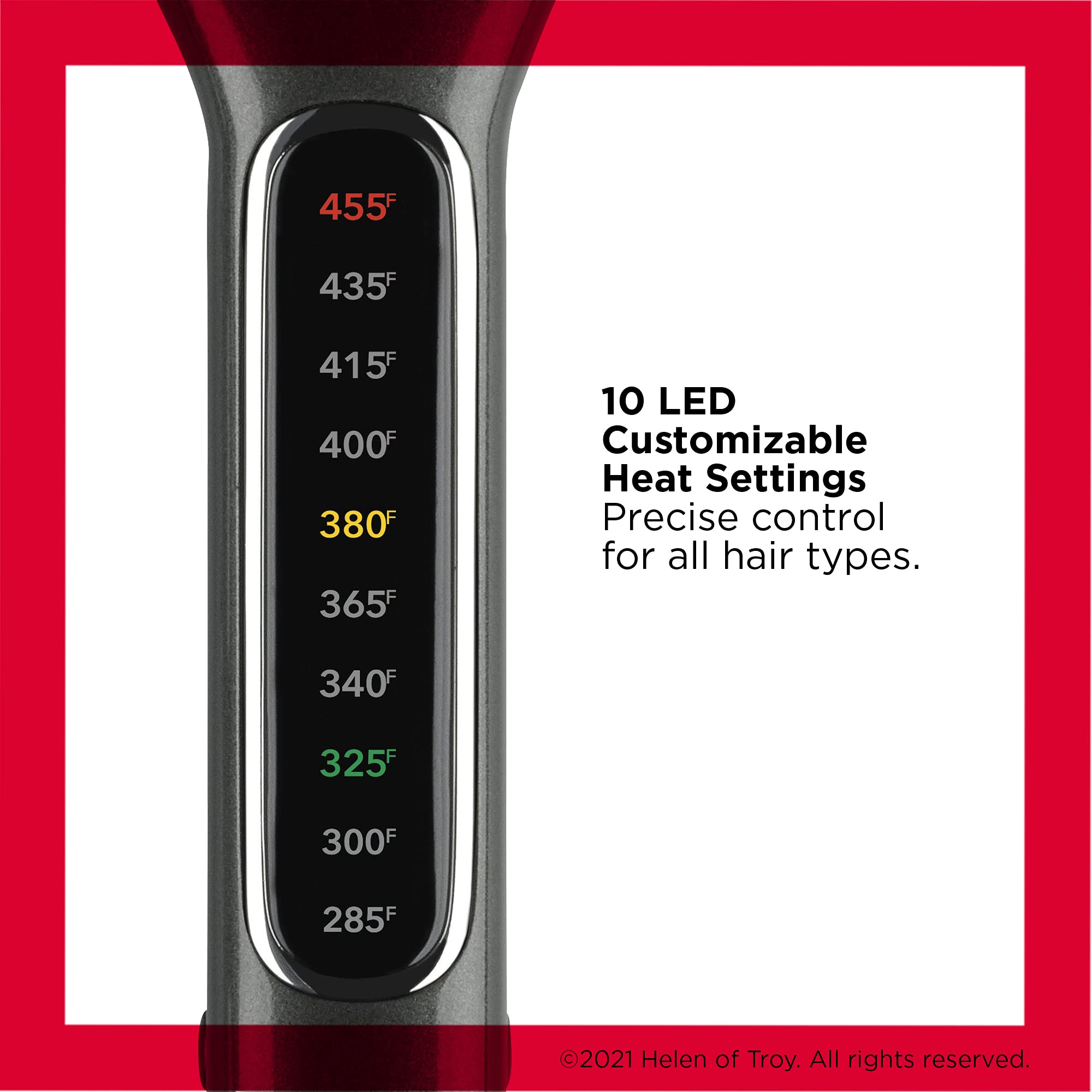 Revlon LED display and buttons for precise temperature control and quick setting selection