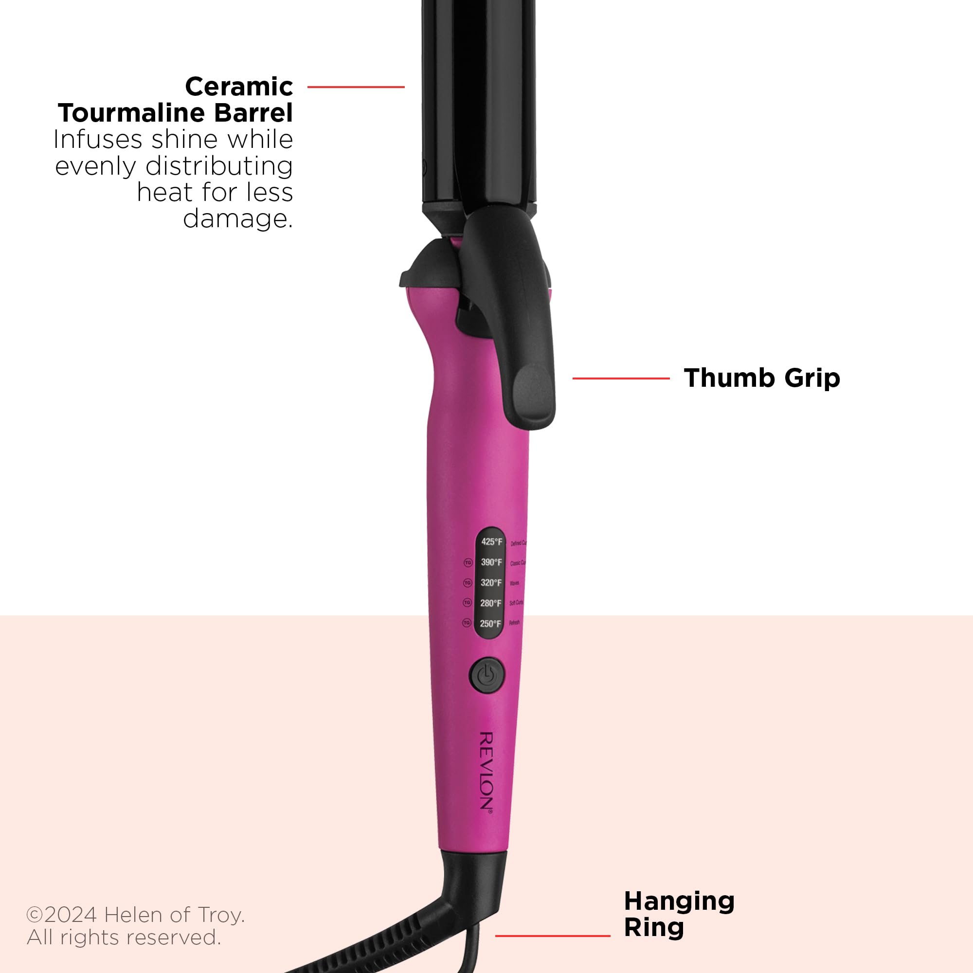 REVLON Easy Heat extra-long barrel detail for faster curling of long hair