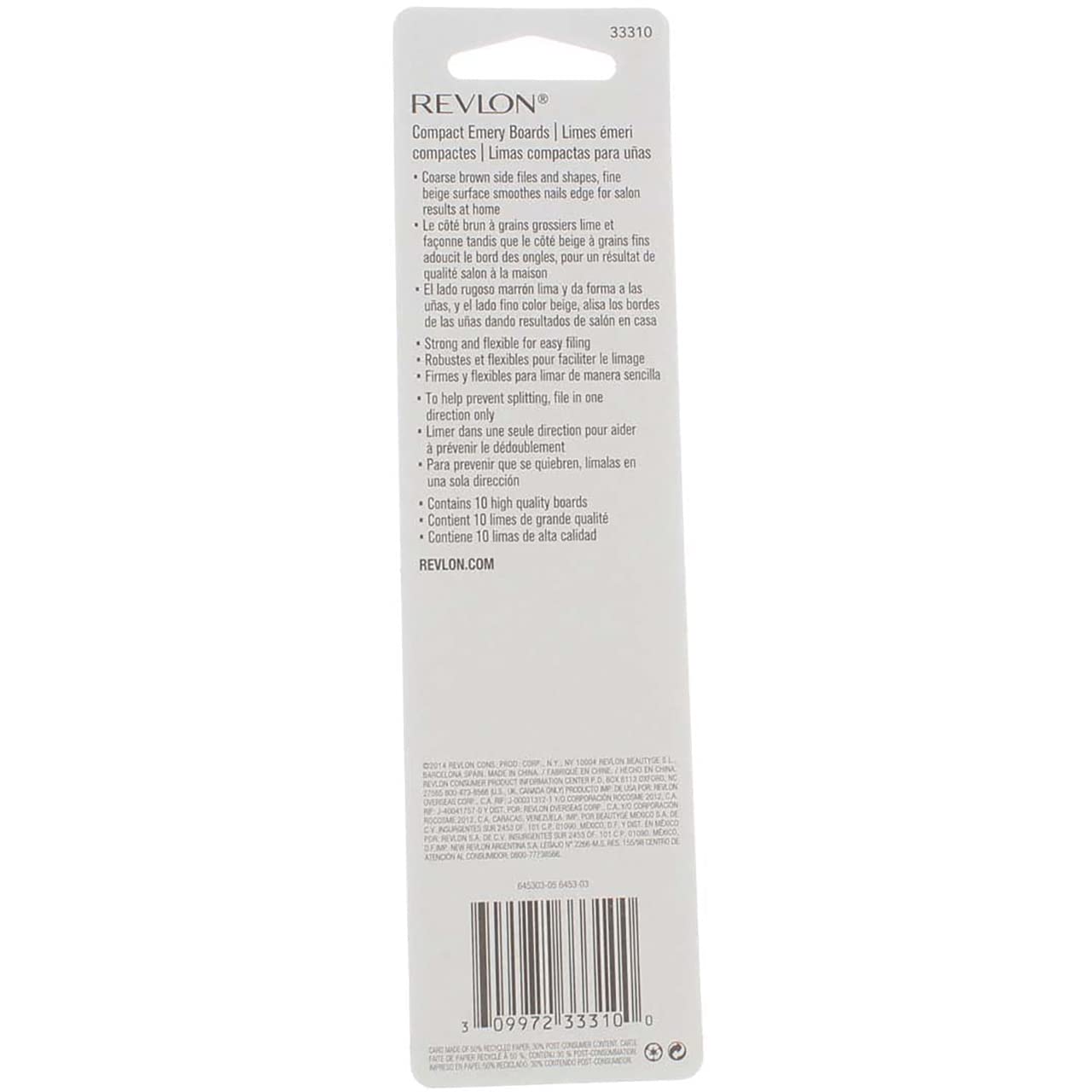 REVLON stack of emery boards showing pack quantity and ready supply