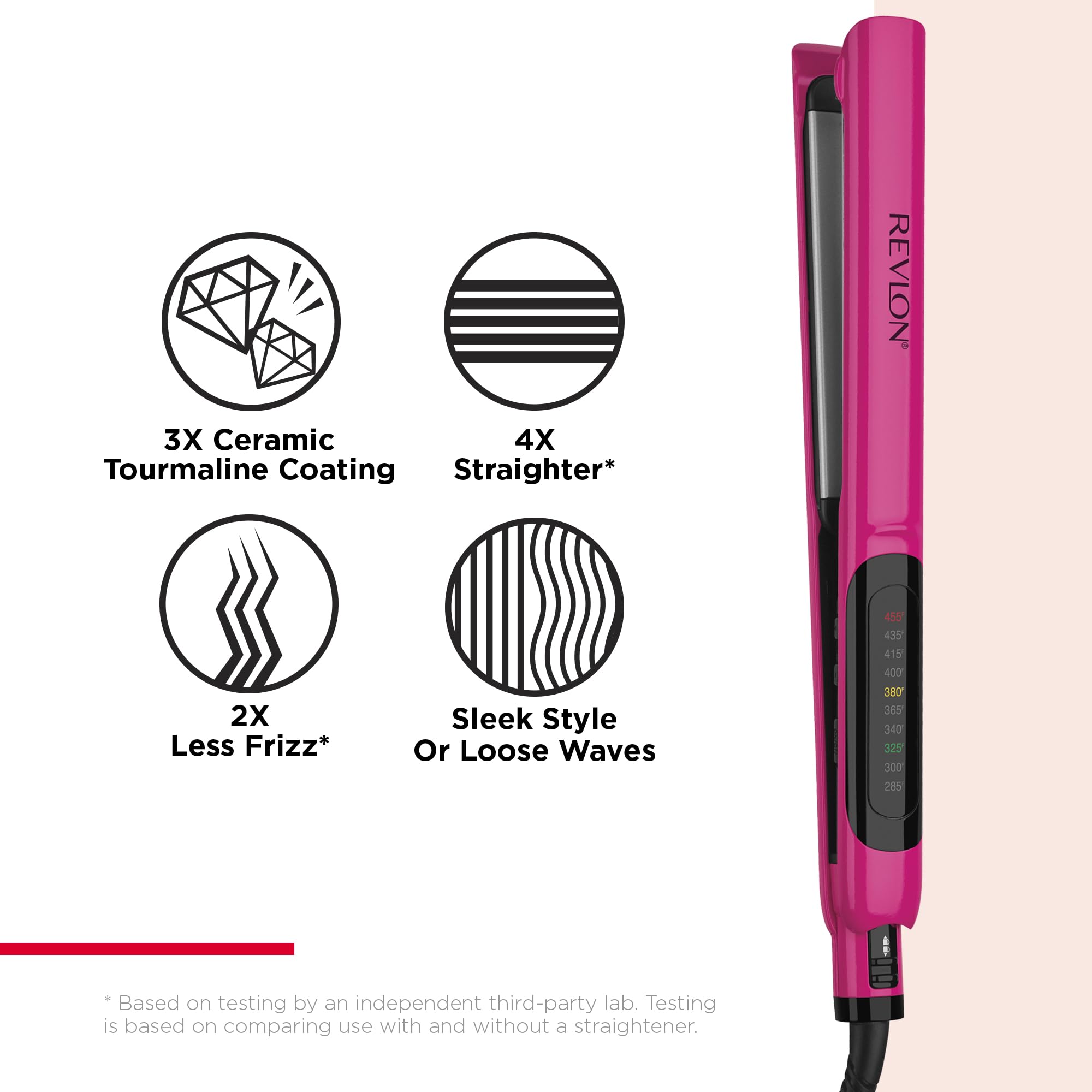Revlon flat iron held in hand showing scale and lightweight travel benefit