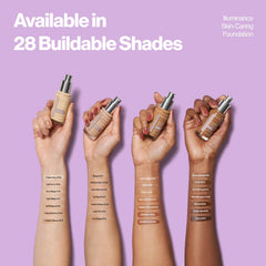 Swatch of shade 209 Buff Beige on arm, Revlon shows true-to-tone medium coverage benefit