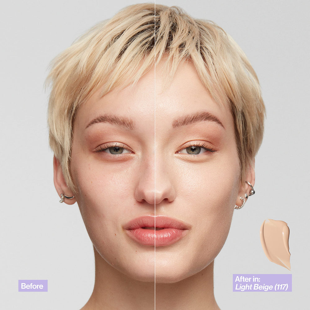 REVLON creamy texture swiped on skin showing smooth blending benefit