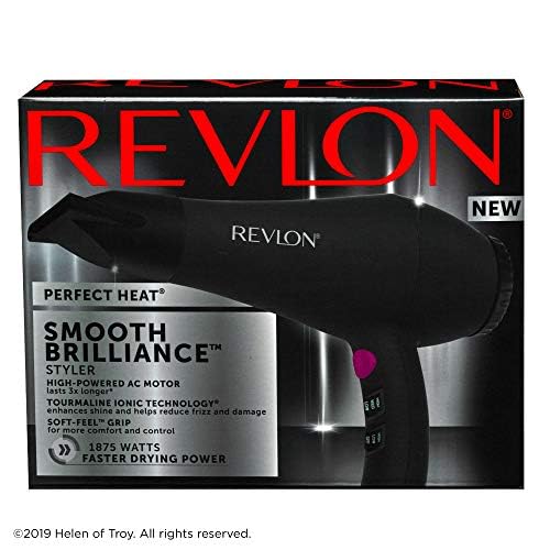 Revlon hair dryer in hand showing soft-feel grip and comfortable control