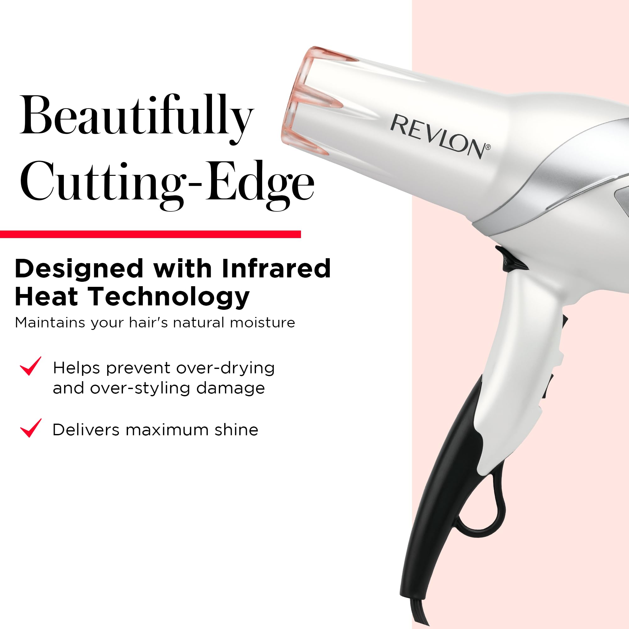 REVLON handle and controls close-up offering customizable heat and speed settings