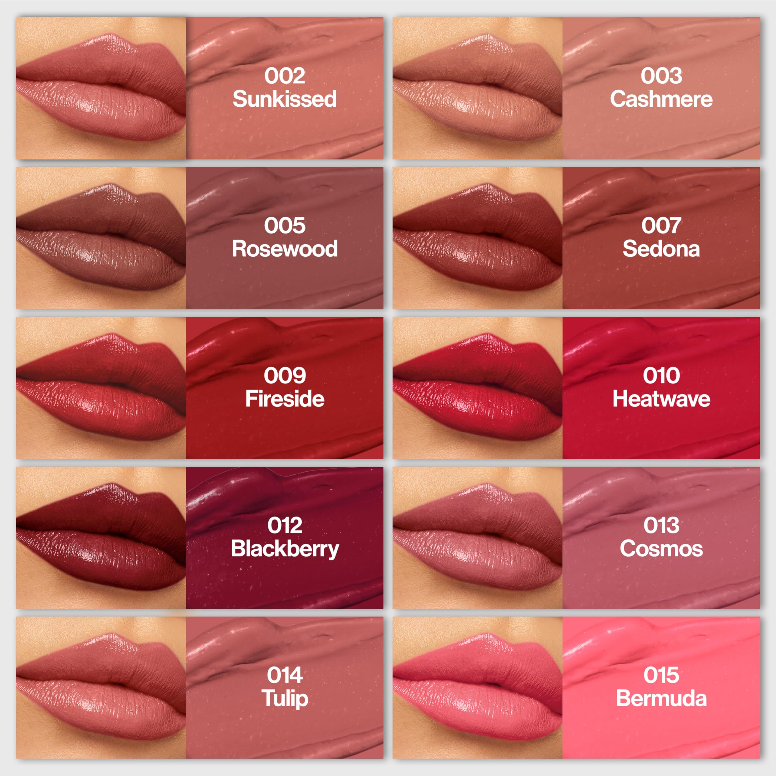 REVLON lipstick swatch on arm displaying opaque payoff and even coverage benefit