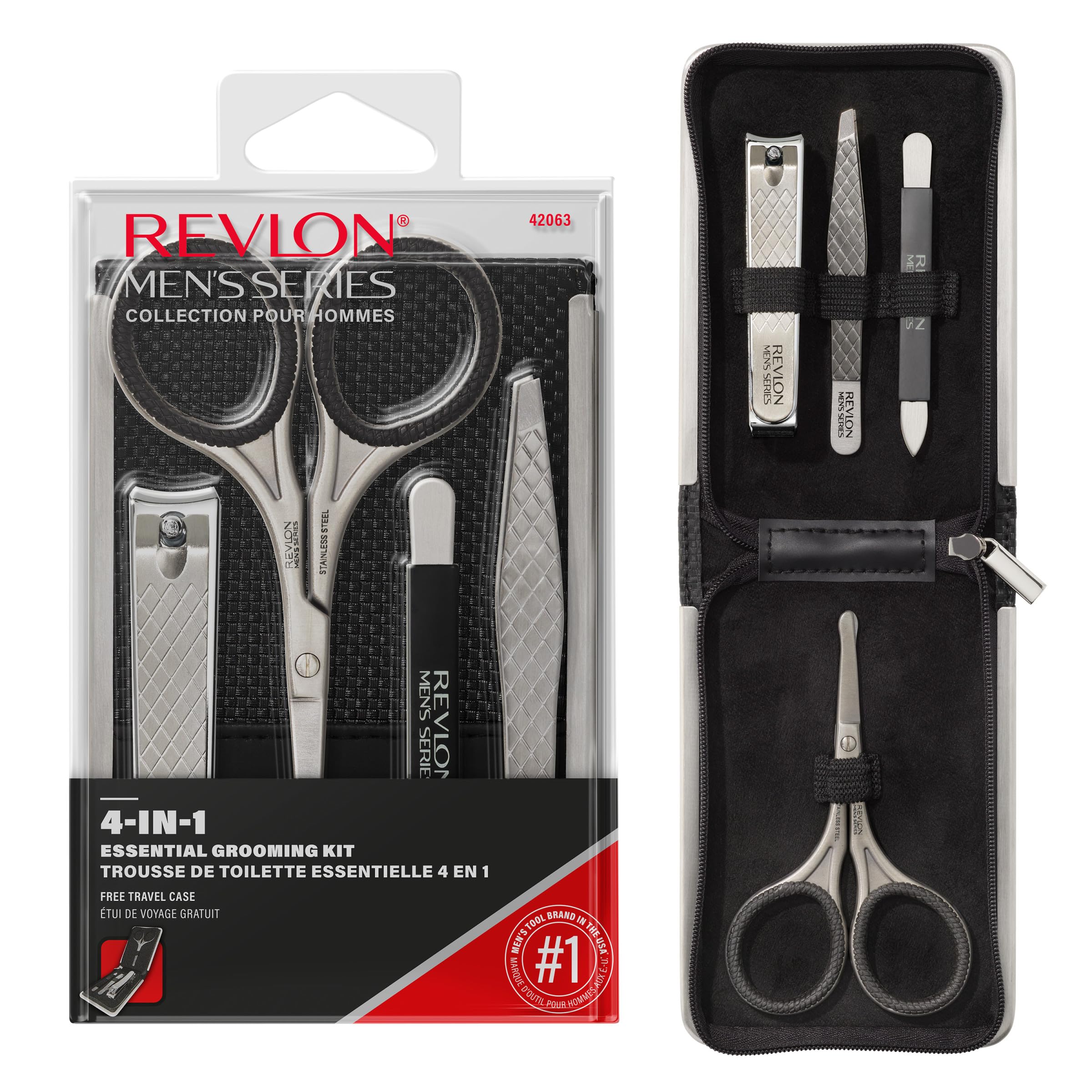 Revlon front view of grooming kit showing case and tools for portable maintenance