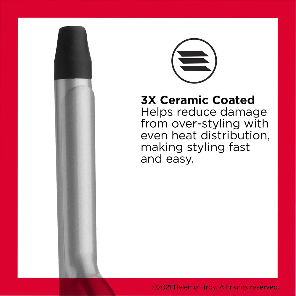 REVLON close-up of triple ceramic barrel highlighting smooth finish and even heat