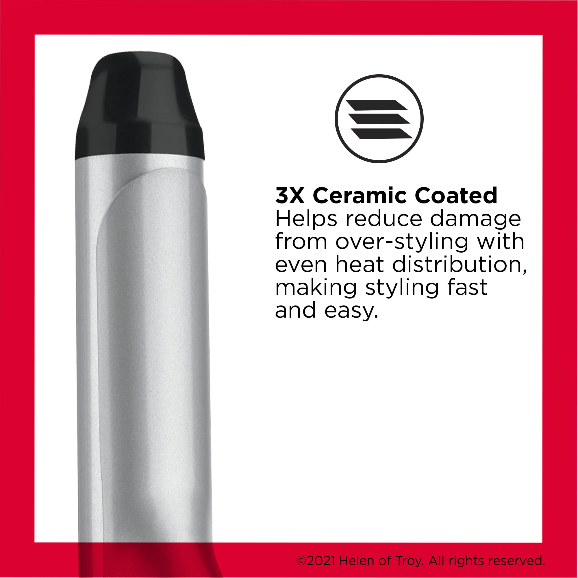 REVLON triple ceramic barrel close-up for even heat and smoother curls
