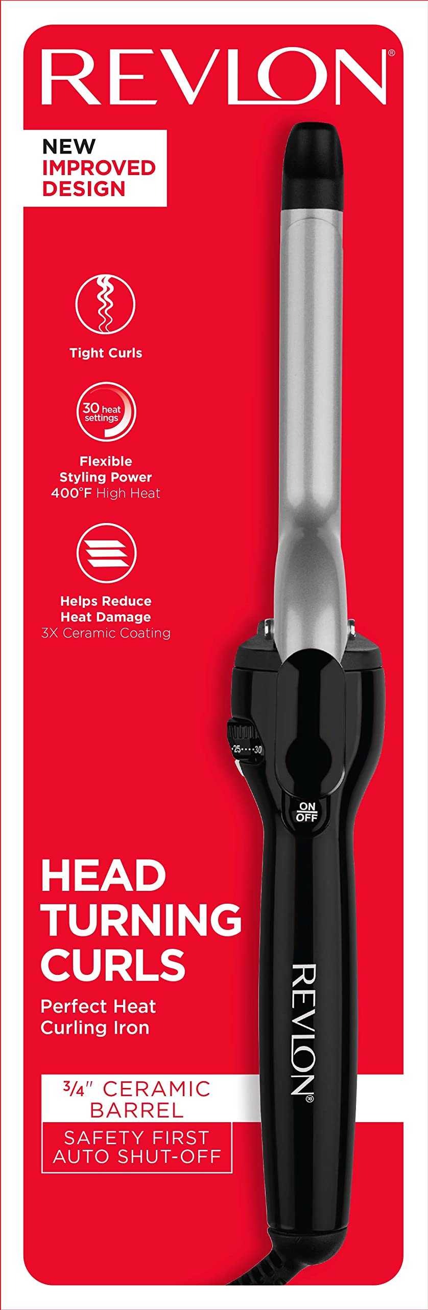 REVLON heat dial and on/off button with resistant adjustment for consistent temperature