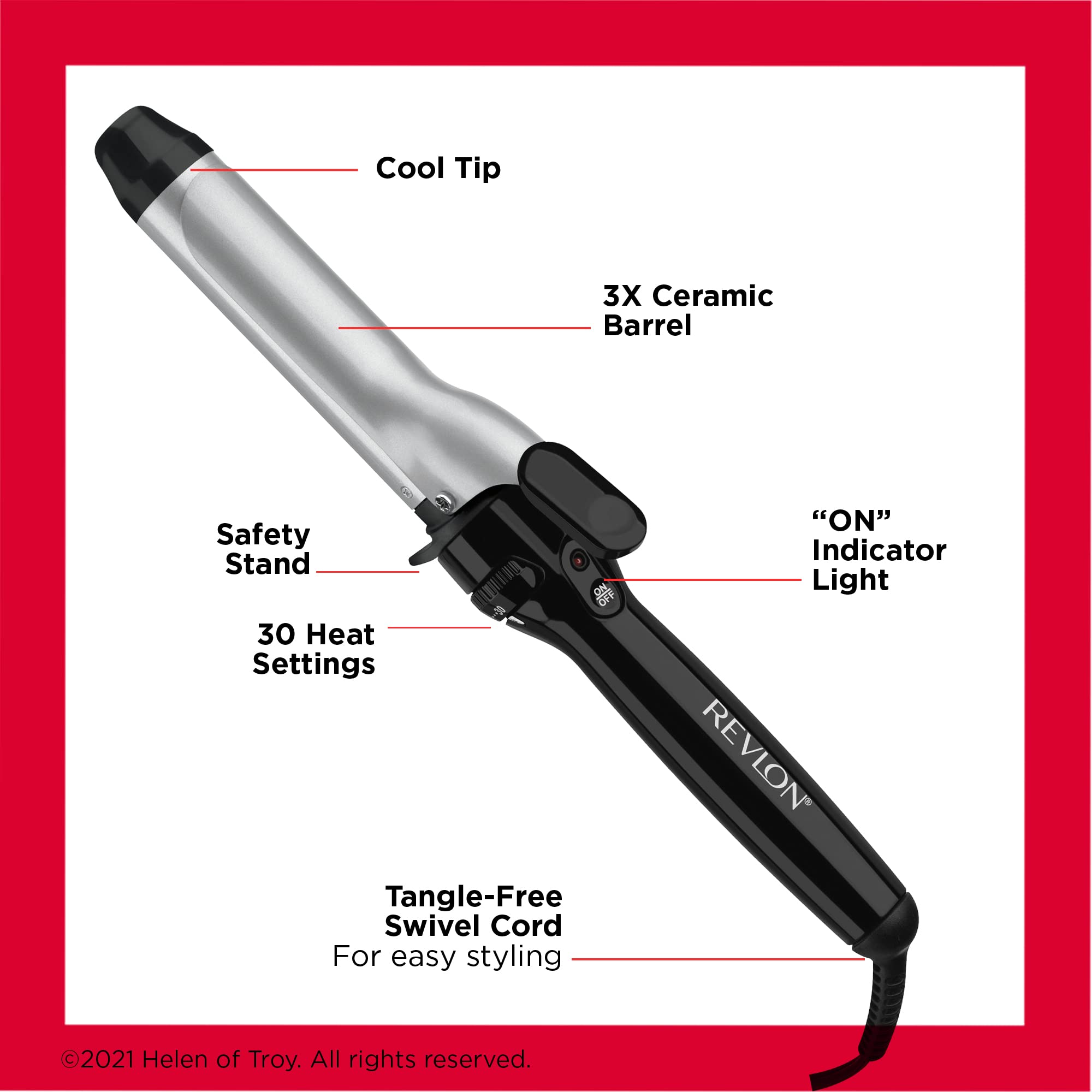 REVLON curling iron creating soft waves on long hair for long-lasting curl definition