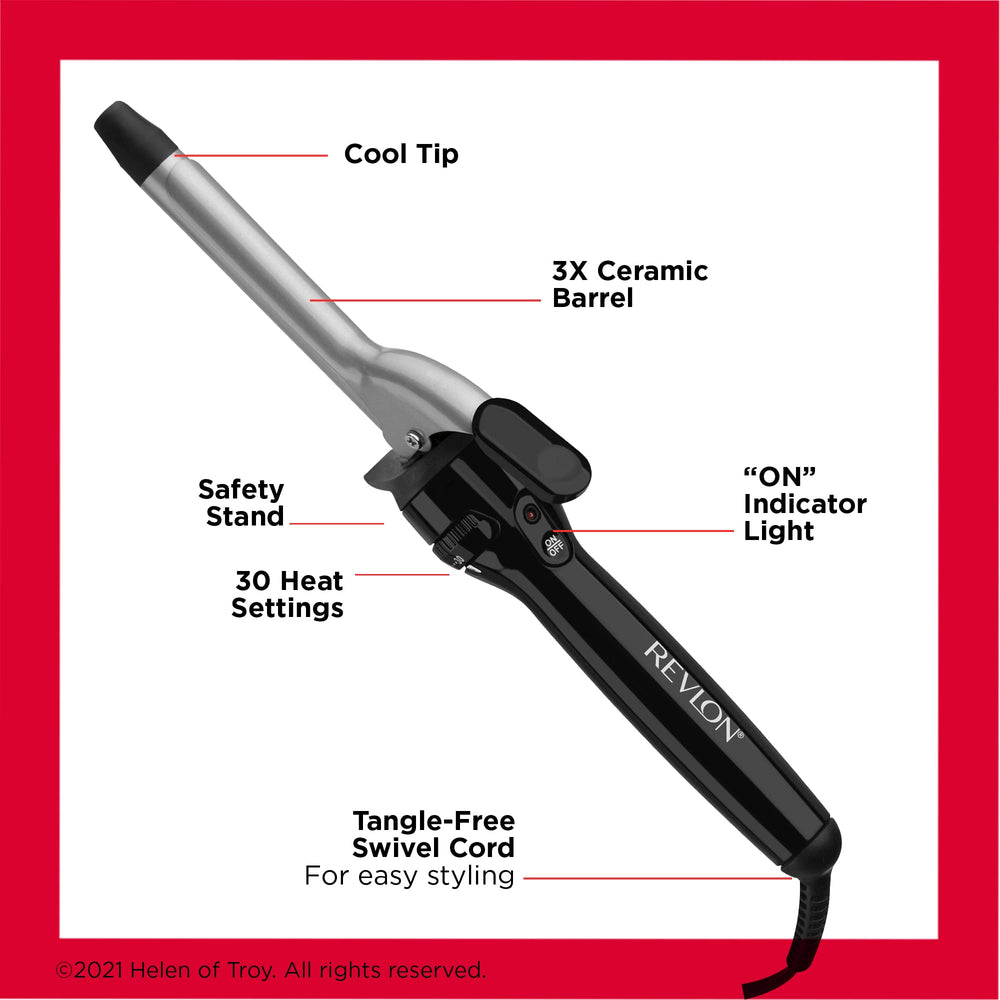 REVLON curling iron in use creating defined curls and reduced friction