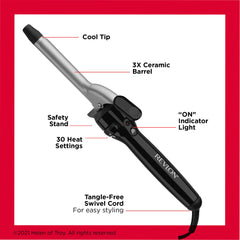 REVLON curling iron in use creating defined curls and reduced friction
