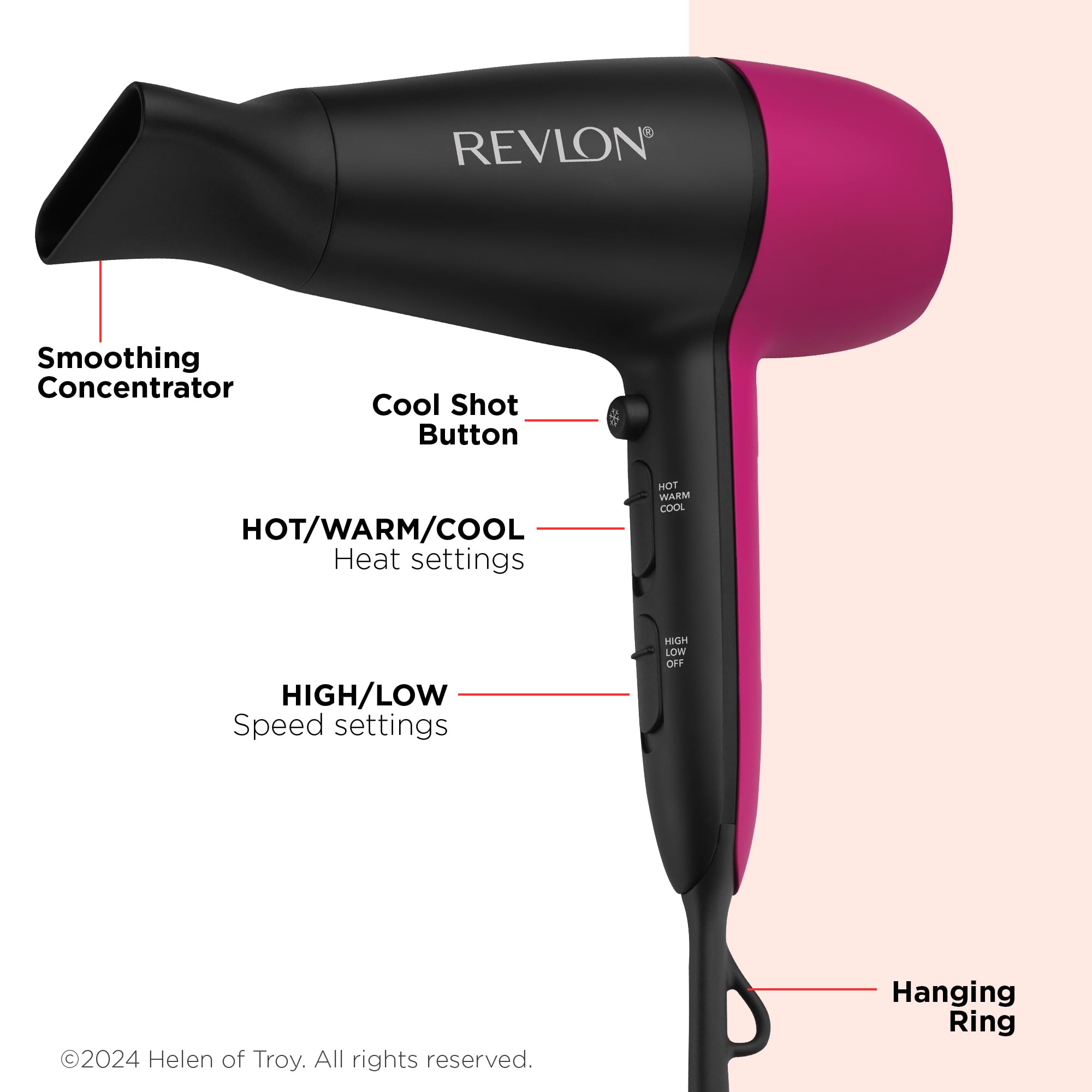 REVLON concentrator attachment close-up focusing airflow for faster, more precise drying