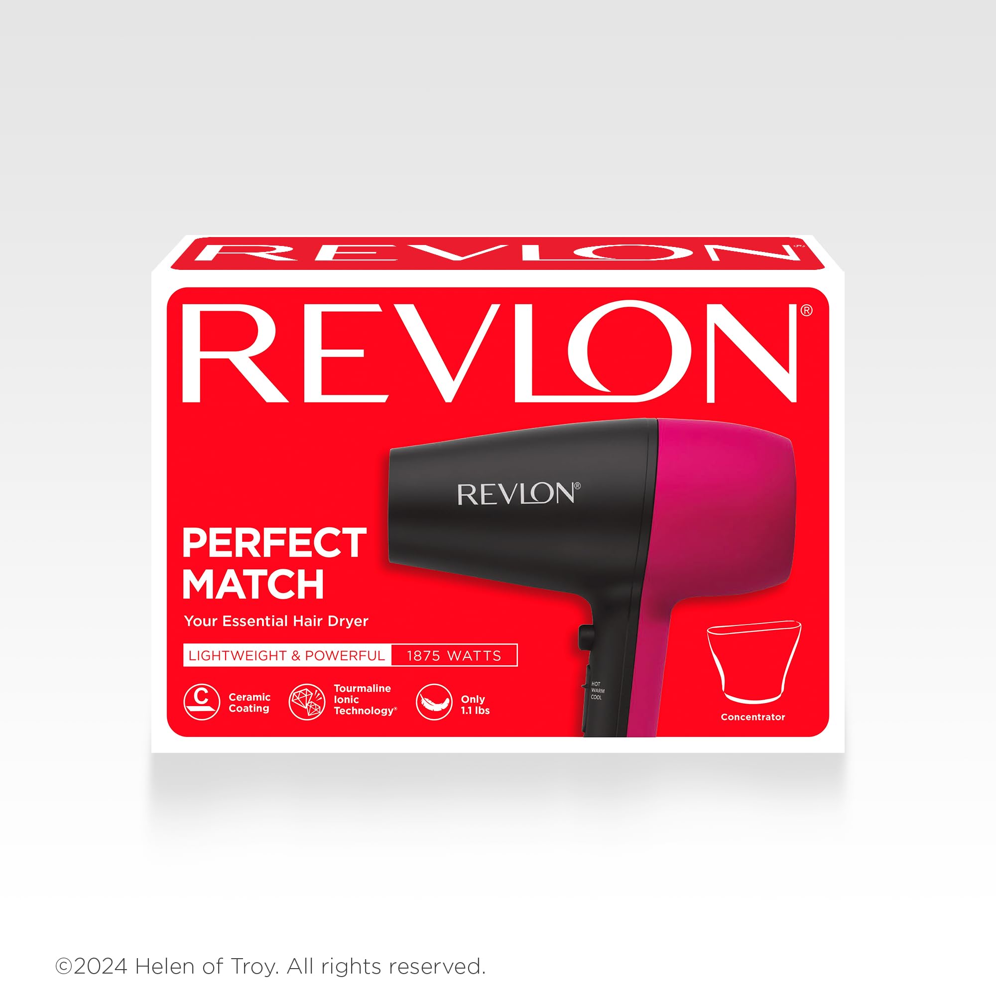 REVLON dryer control panel showing 3 heat 2 speed settings and cool shot for styling control