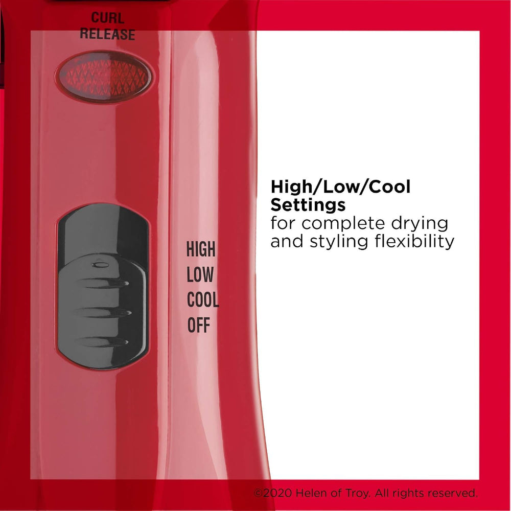 Revlon hot air styler in use creating defined curls and reducing frizz