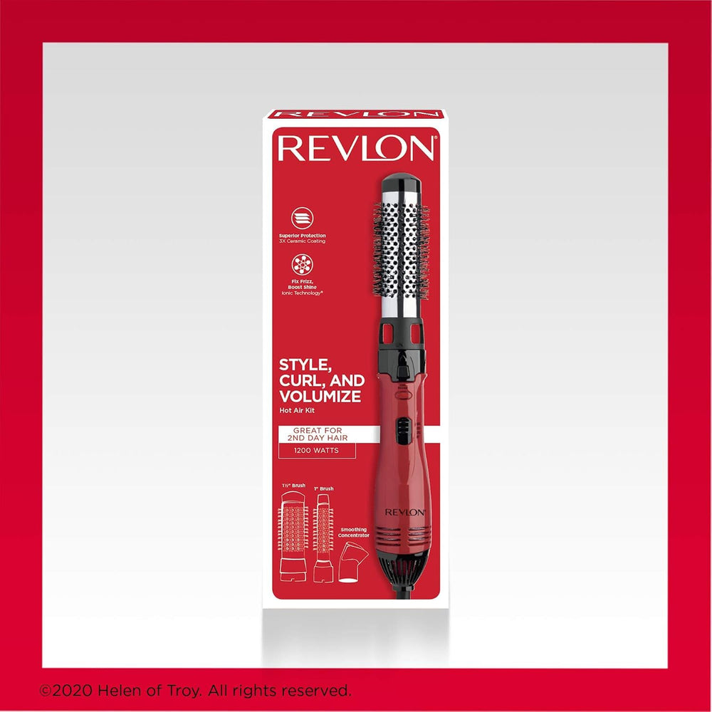 Revlon product packaging with attachments and user guide for quick setup