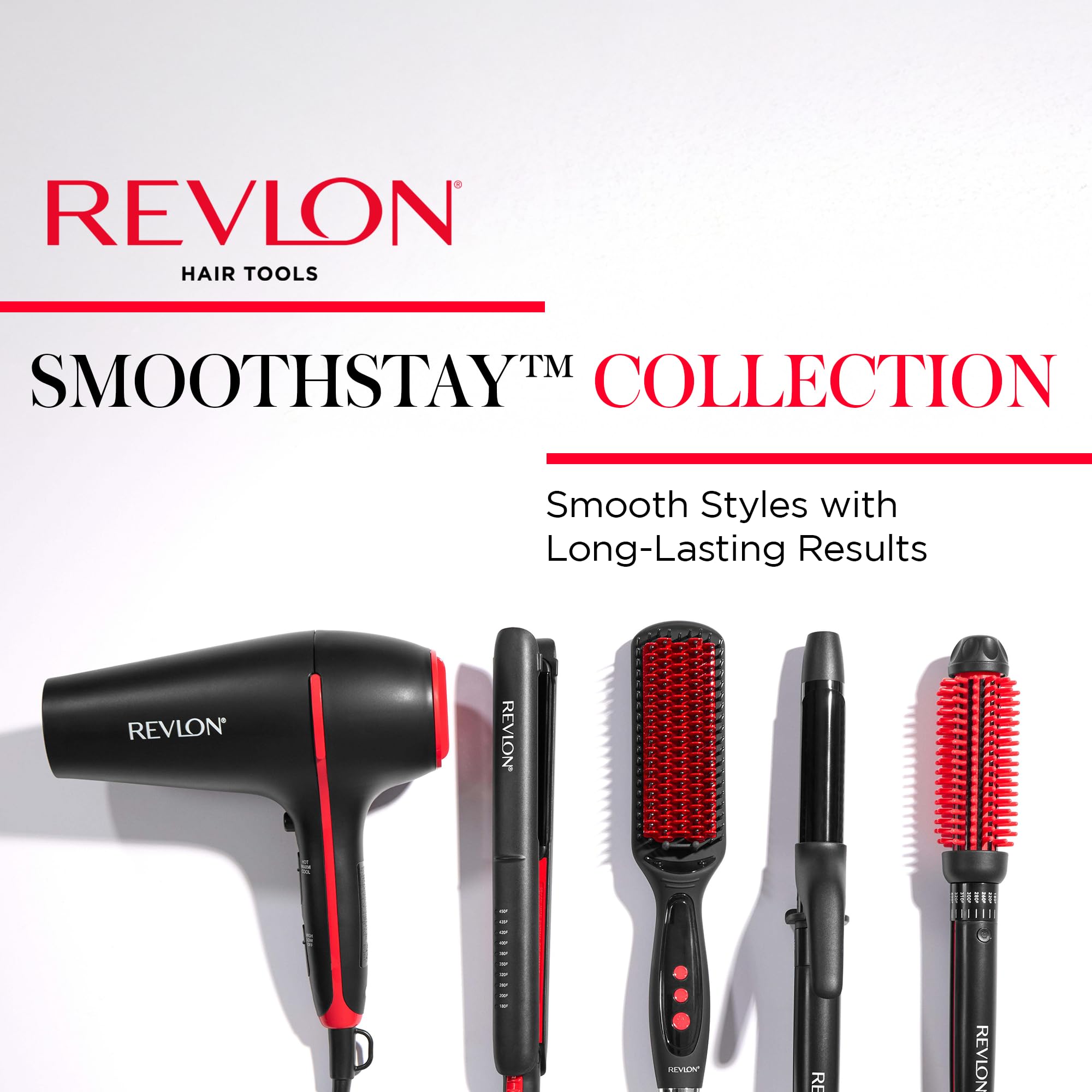 REVLON SmoothStay in use during a salon-style blowout, reduces frizz and boosts shine