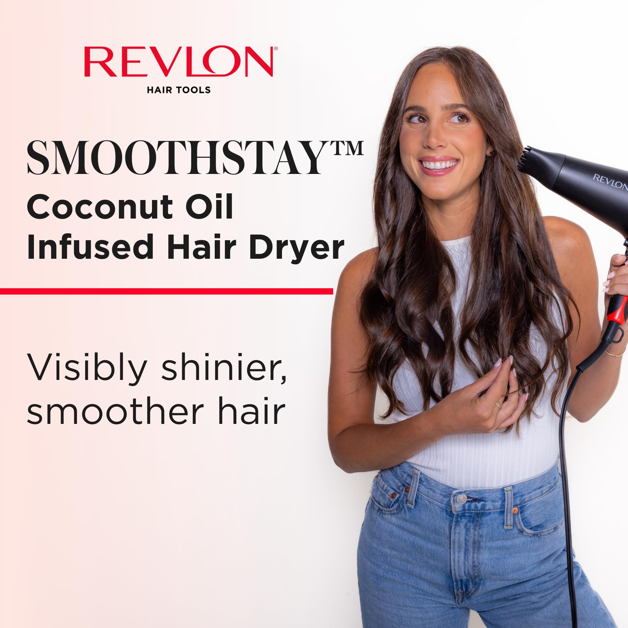 REVLON SmoothStay side profile with diffuser and concentrator attached, offers styling versatility