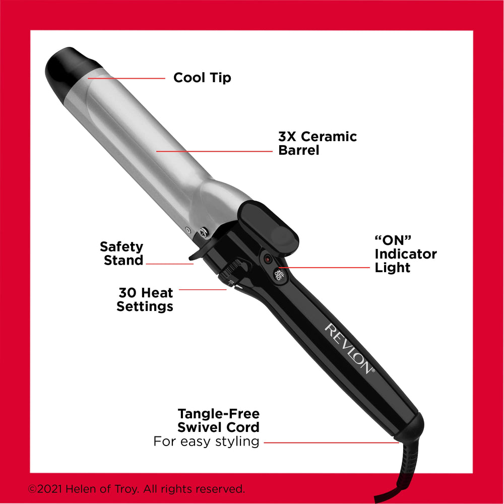 REVLON stay-cool tip and built-in rest protecting surfaces and fingertips during styling