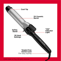 REVLON stay-cool tip and built-in rest protecting surfaces and fingertips during styling