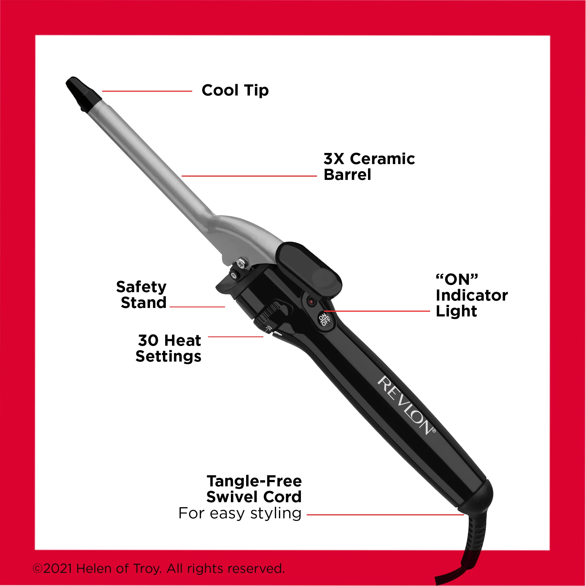 REVLON heat dial closeup with resistant adjustment to prevent accidental change