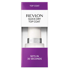 Revlon top coat brush and glossy stroke close-up, fast-drying finish benefit