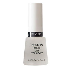 Revlon top coat front packaging showing clear bottle and label, glossy protection