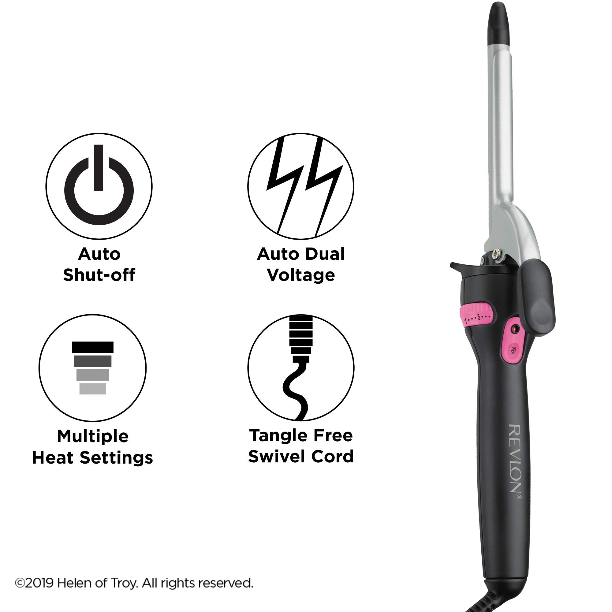 REVLON iron packed for travel showing dual-voltage convenience and safety