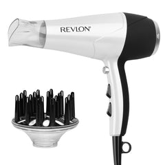 REVLON Volume Booster hair dryer front view showing sleek white finish for easy styling