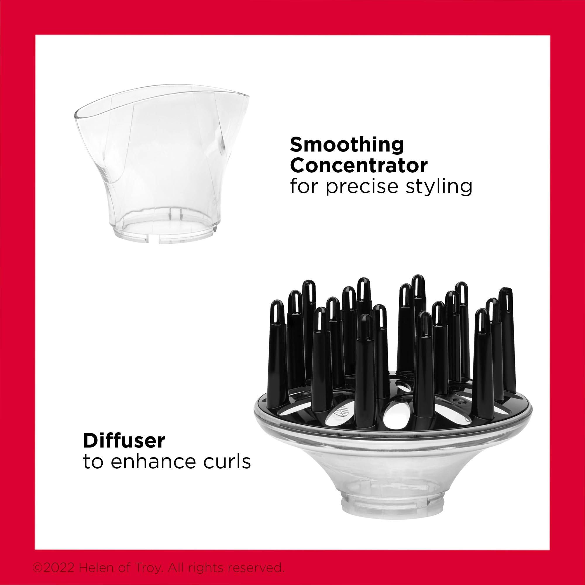 REVLON dryer in use with diffuser creating defined waves and added volume