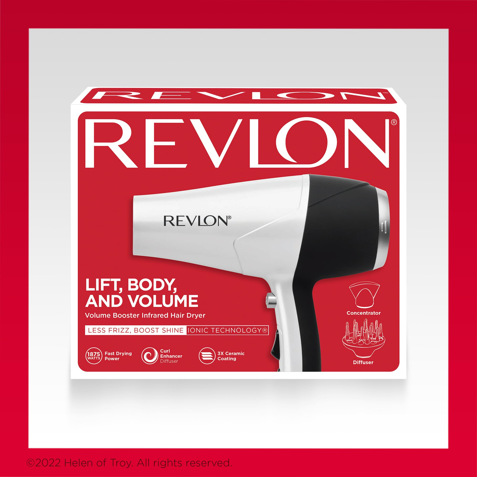 REVLON dryer next to hand to show compact size and comfortable grip for daily use