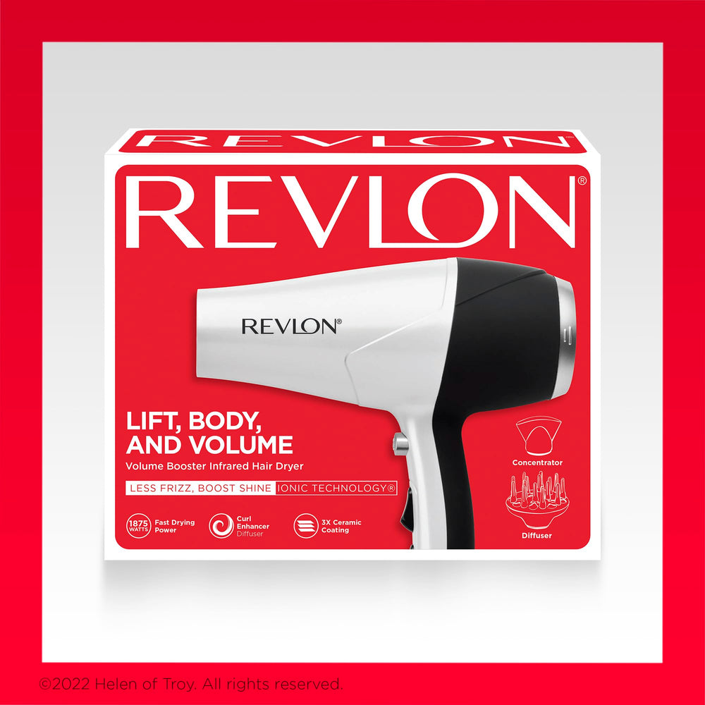 REVLON dryer next to hand to show compact size and comfortable grip for daily use