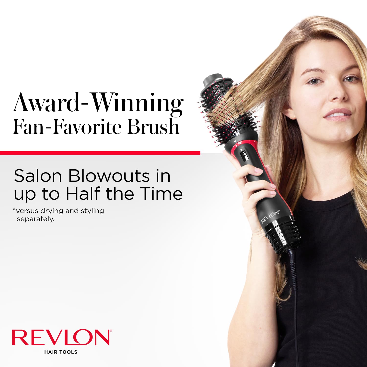 REVLON detail of charcoal-infused pins detangling strands and helping shape volume