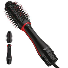 REVLON front view of Volumizer Plus showing compact oval barrel and handle for controlled styling