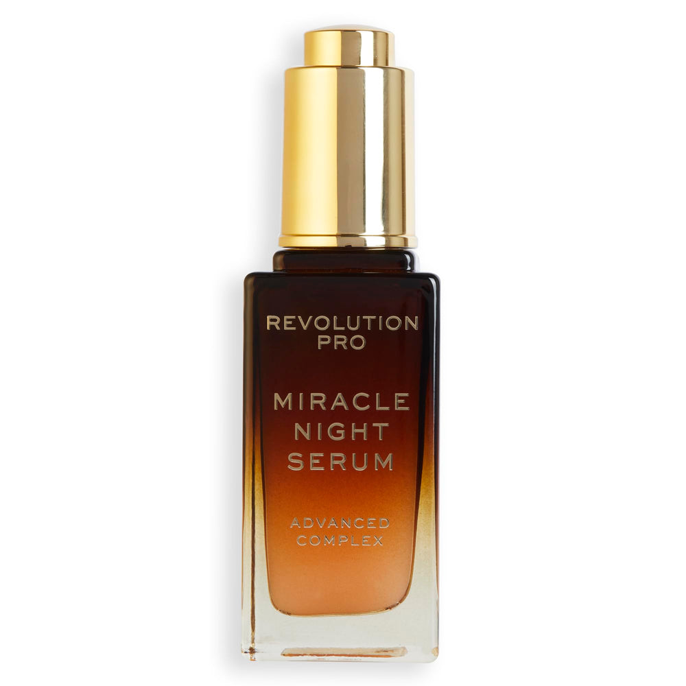 Revolution Pro serum on bedside shelf as part of a calming night routine