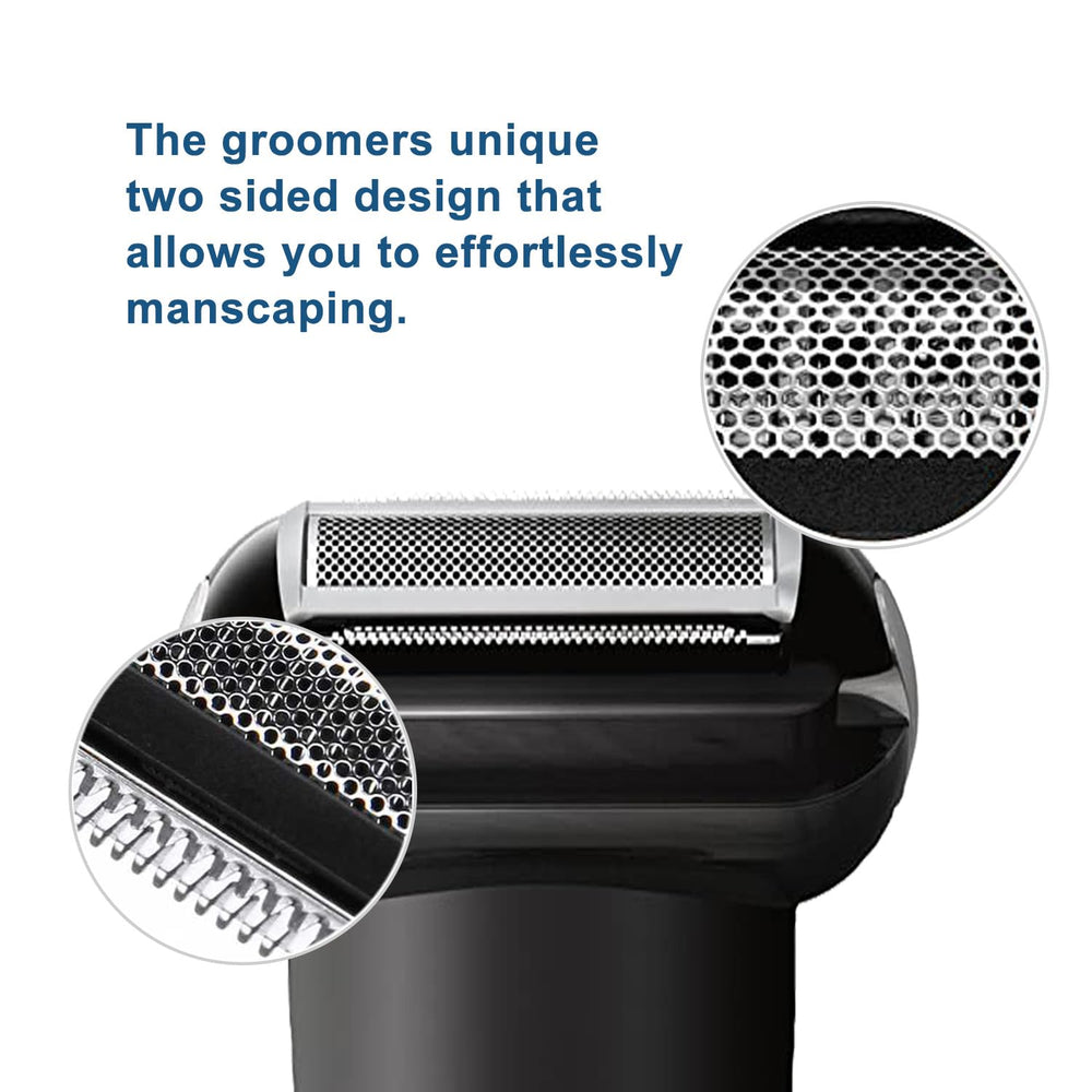 RF RollingFit replacement head attached to Bodygroom trimmer demonstrating secure fit