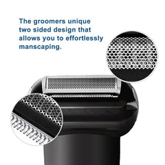 RF RollingFit replacement head attached to Bodygroom trimmer demonstrating secure fit