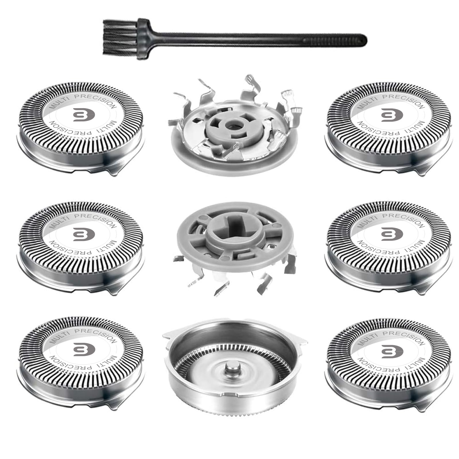 RF RollingFit front packaging showing nine replacement heads and brush for convenience