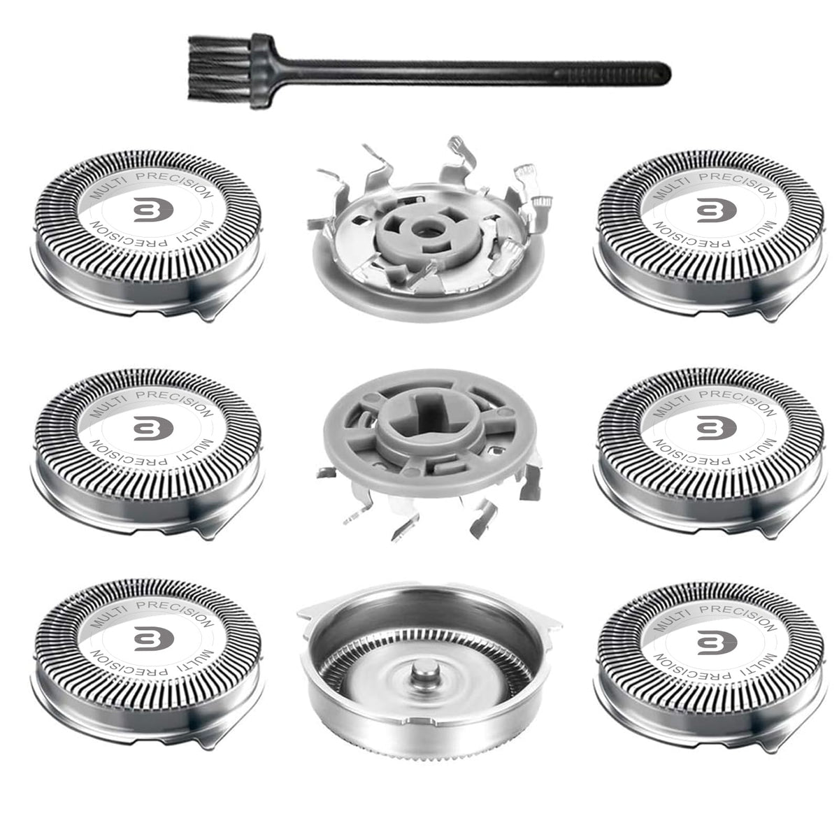 RF RollingFit front packaging showing nine replacement heads and brush for convenience
