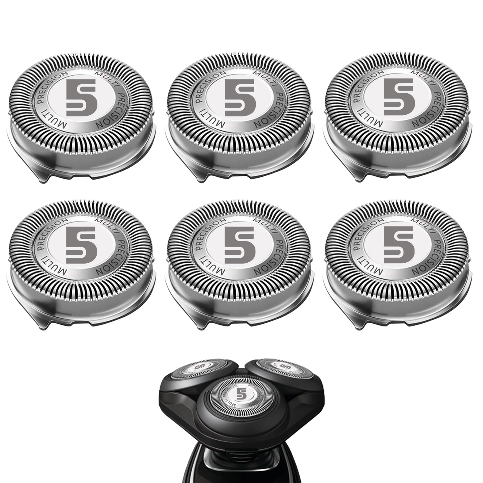 RF RollingFit front view showing three SH50 replacement heads and fit benefit