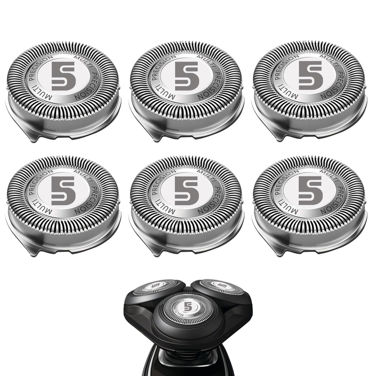 RF RollingFit front view showing three SH50 replacement heads and fit benefit