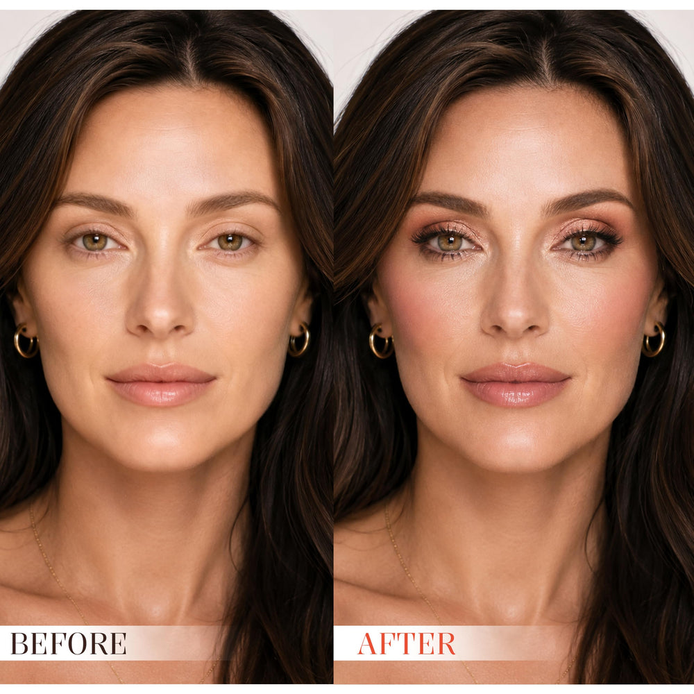 RFENLY close-up of baked shimmer and matte textures, easy blendability benefit