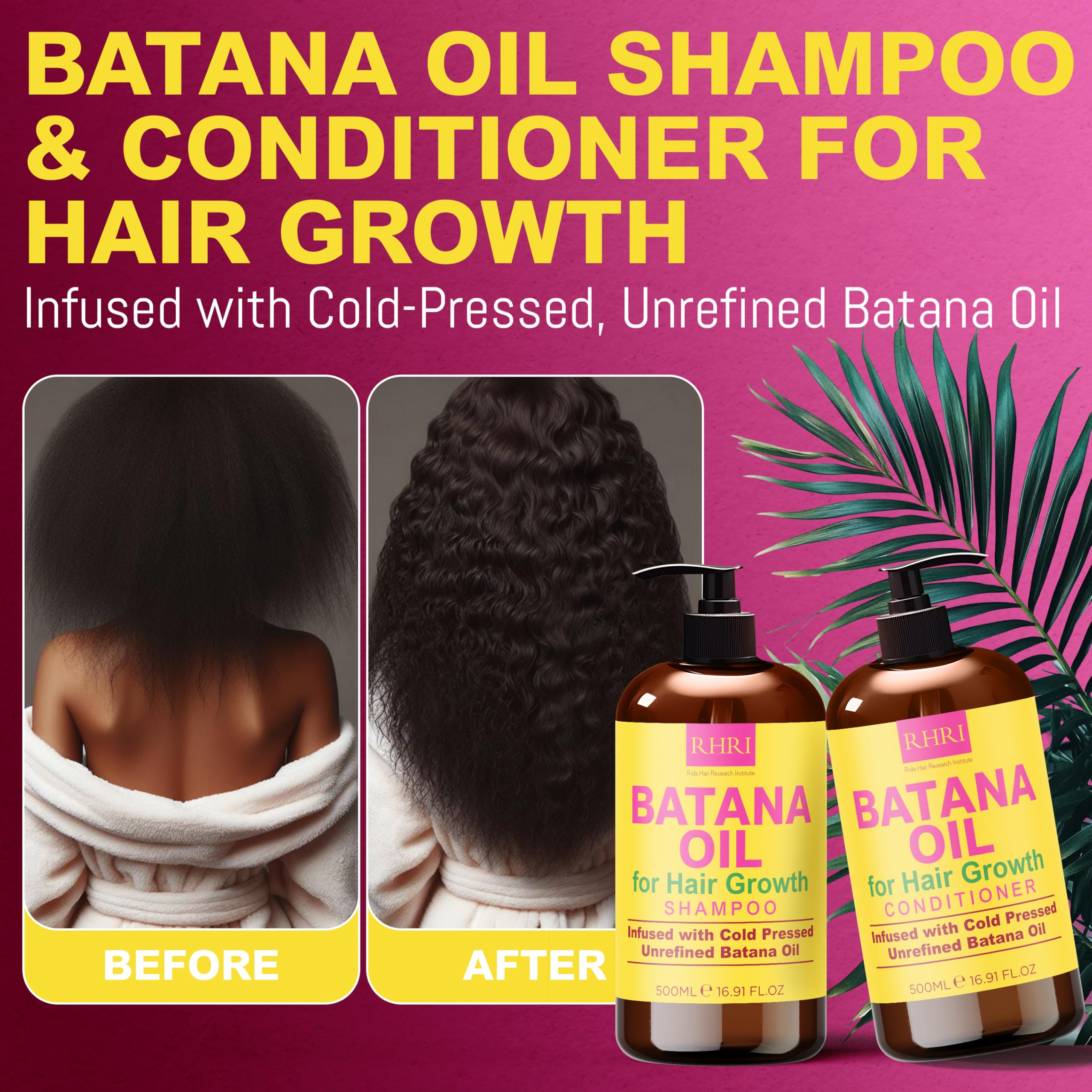 Rida Hair Research Institute before and after hair texture comparison showing improvement