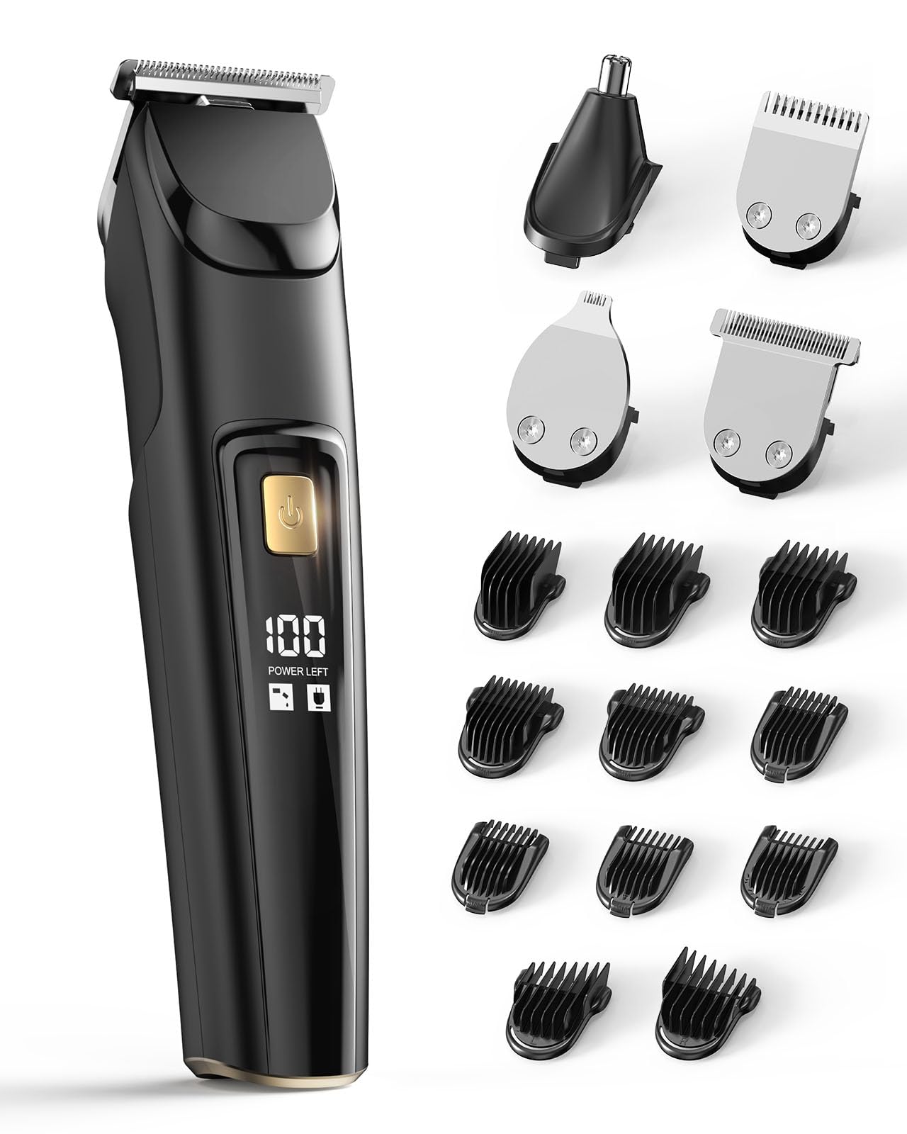 RICAF front view of trimmer showing controls and attachments for easy grooming