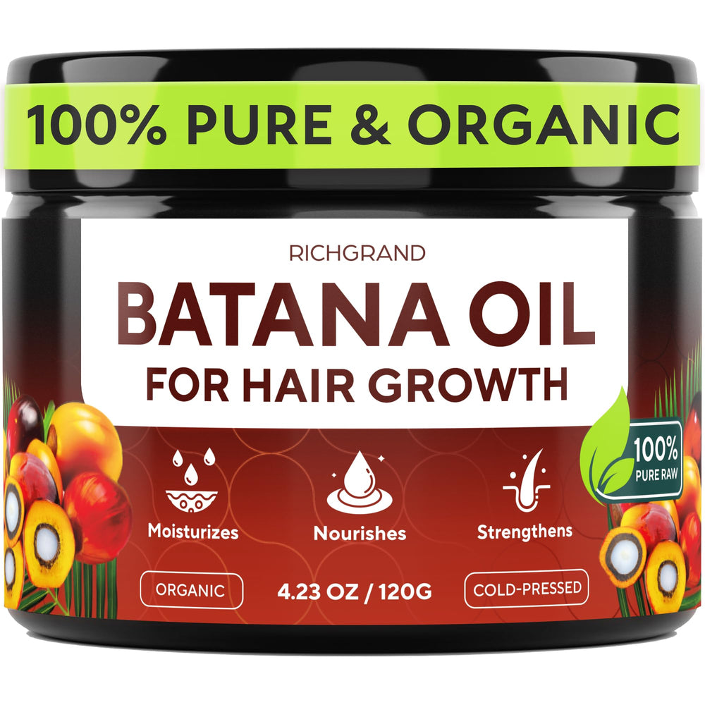 RICHGRAND jar front view showing pure Batana Oil for natural hair nurturing
