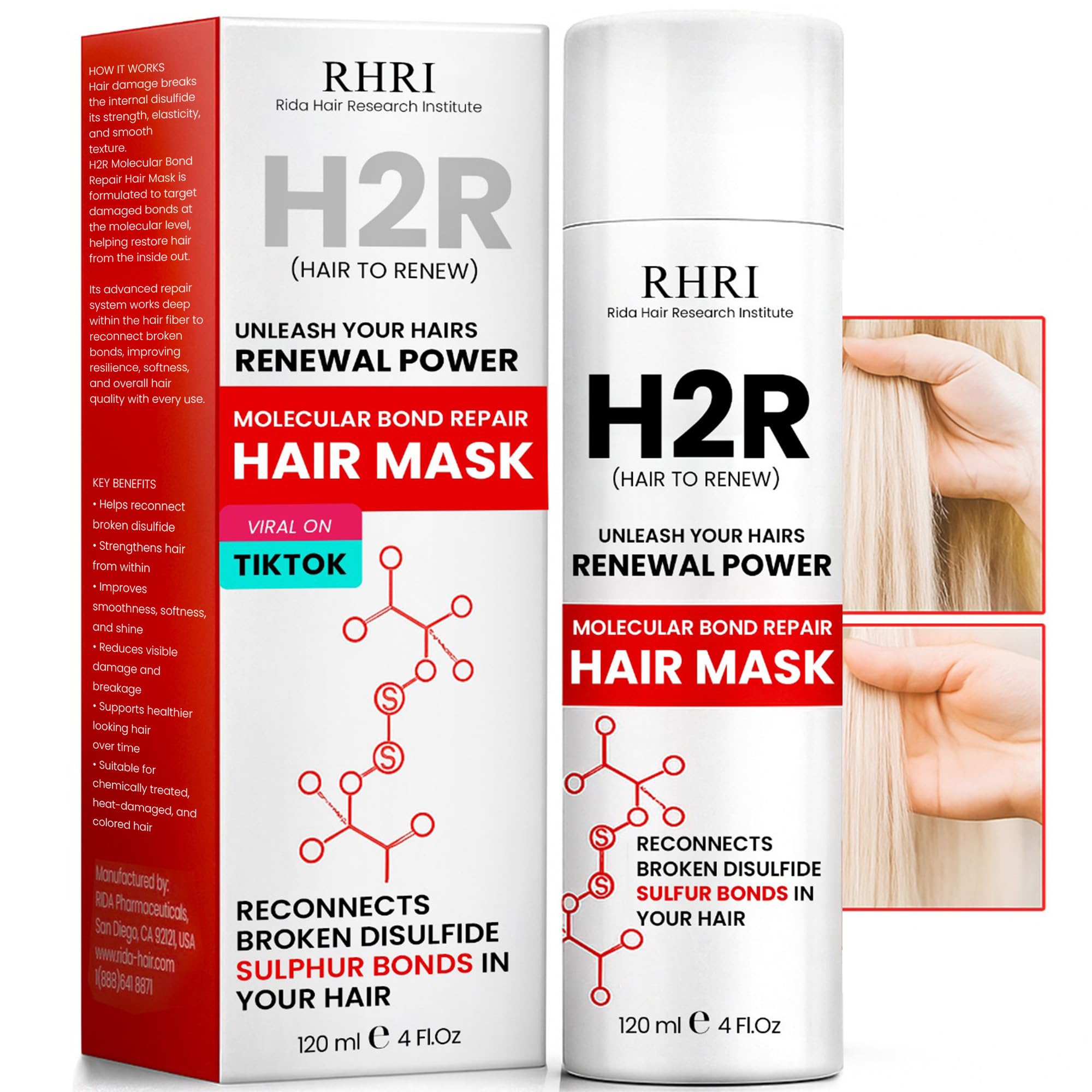 Rida Hair Research Institute front packaging showing product name and benefits
