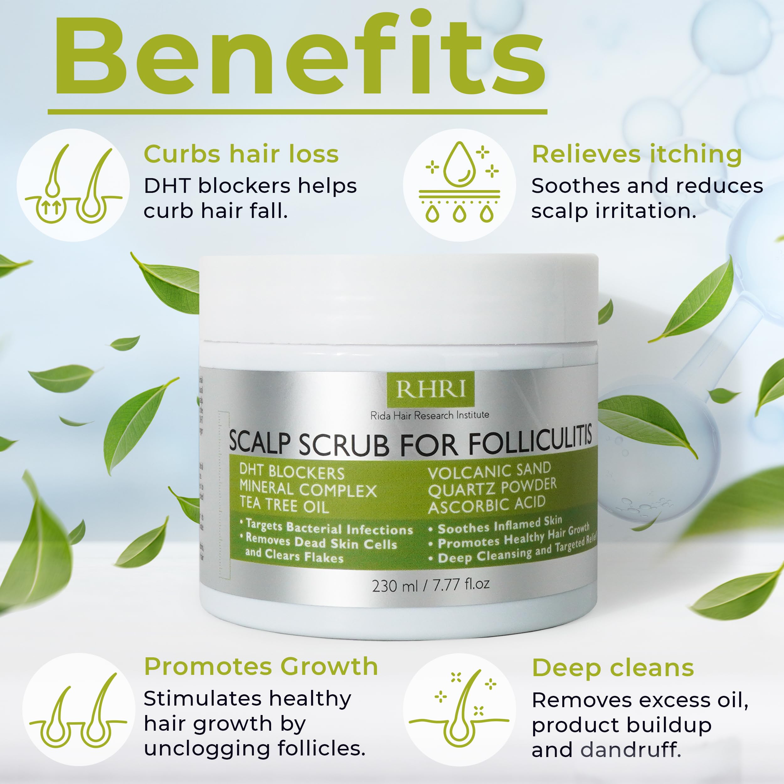 Rida Hair Research Institute application in hand demonstrating gentle pre-shampoo use